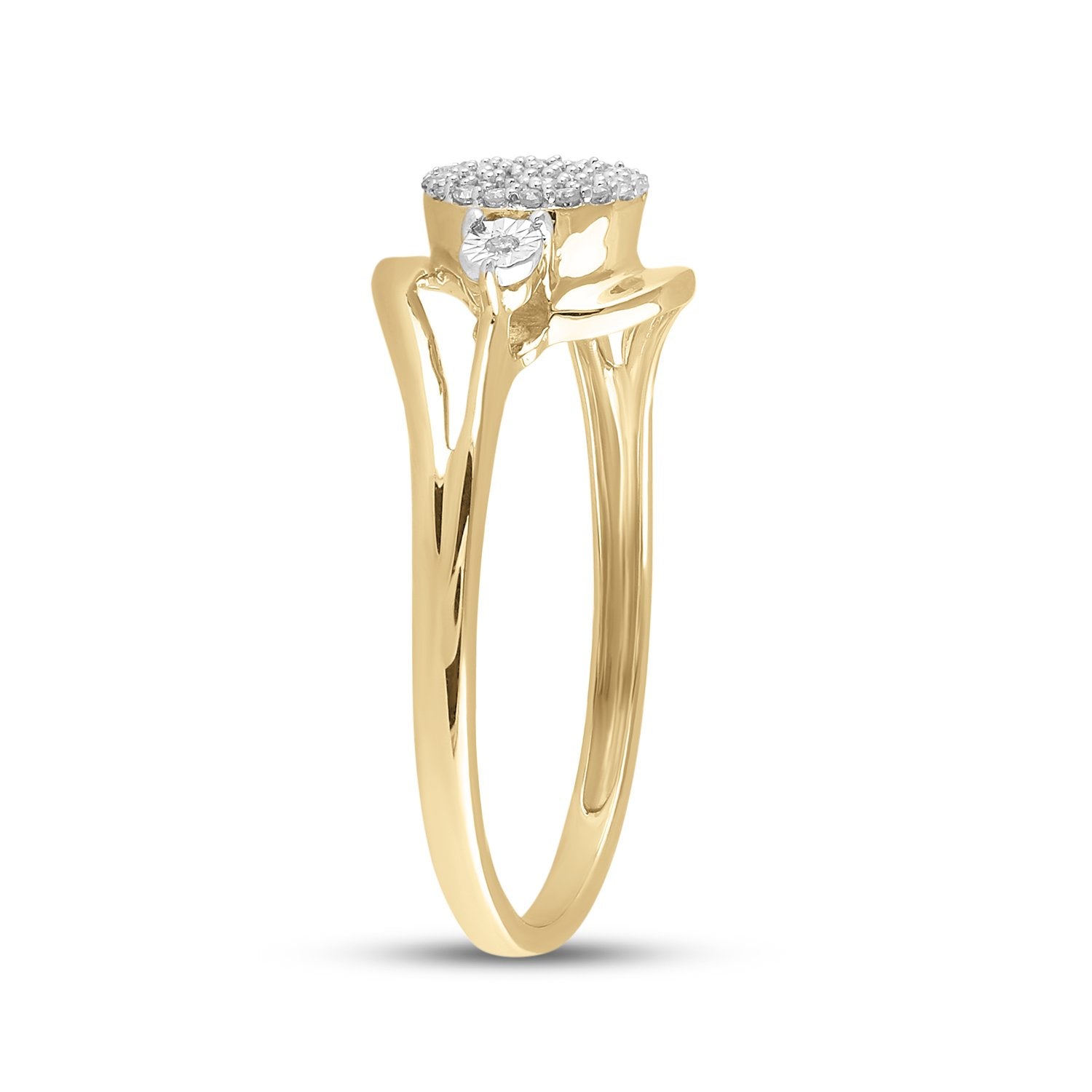 10kt Yellow Gold Womens Round Diamond Concentric Cluster Ring 1/10 Cttw