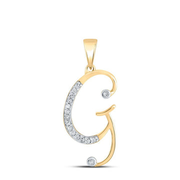 10kt Yellow Gold Womens Round Diamond Initial G Letter Pendant 1/12 Cttw