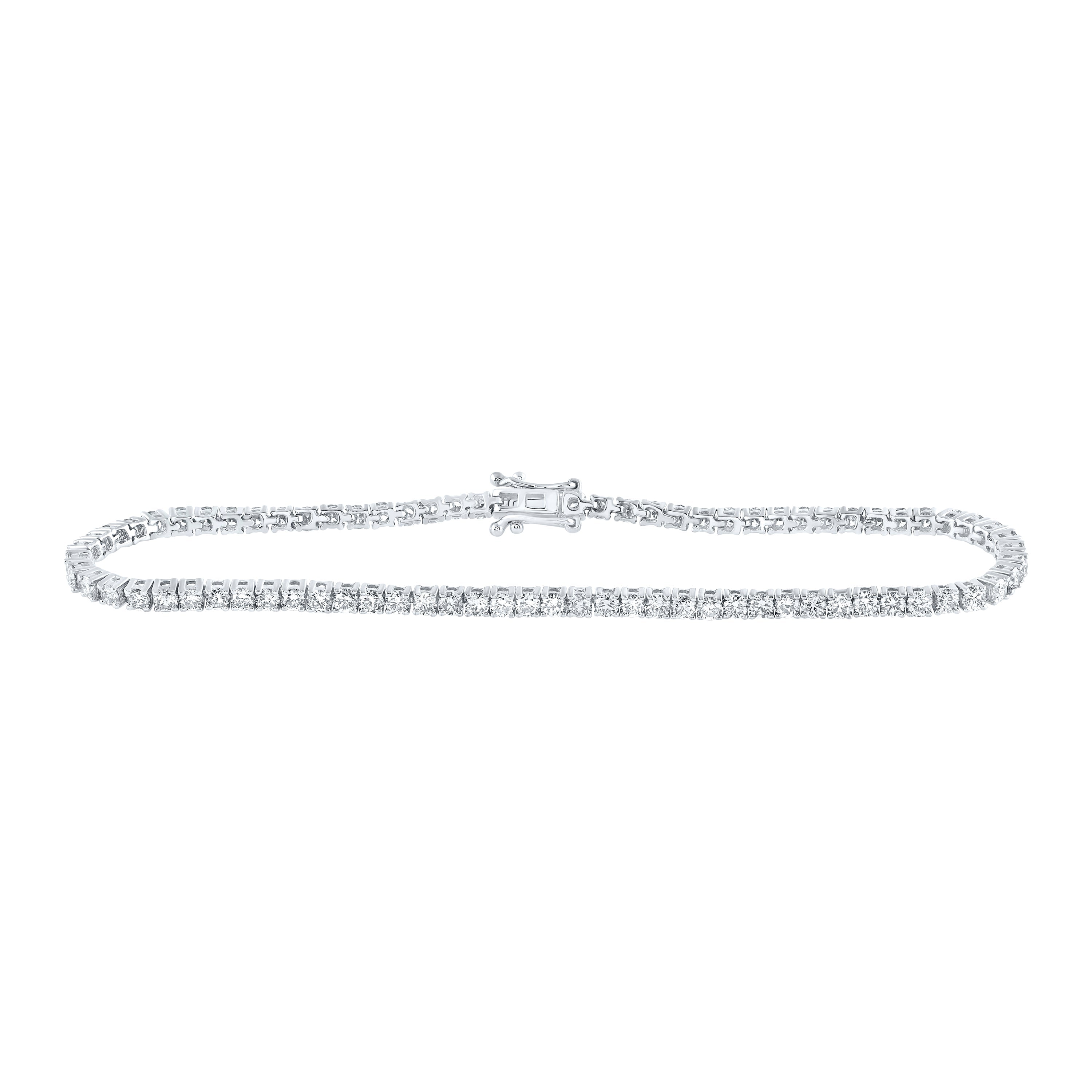14kt White Gold Womens Round Diamond Single Row Tennis Bracelet 3-3/8 Cttw