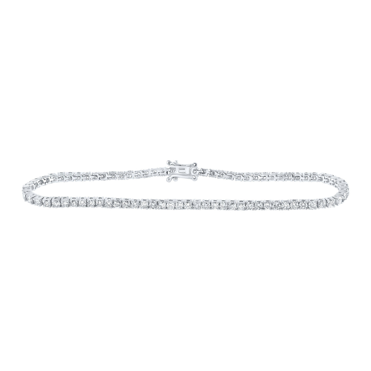 14kt White Gold Womens Round Diamond Single Row Tennis Bracelet 3-3/8 Cttw