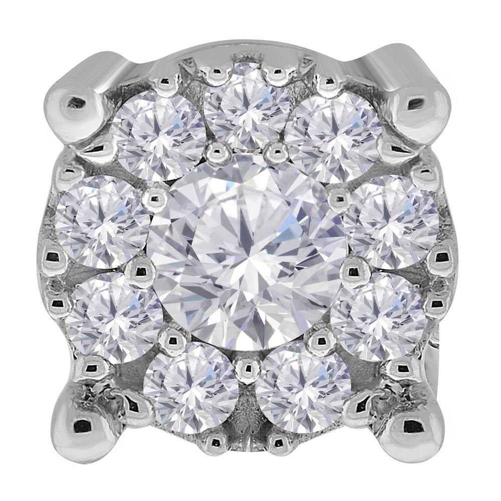 14kt White Gold Womens Round Diamond Halo Earrings 3/4 Cttw