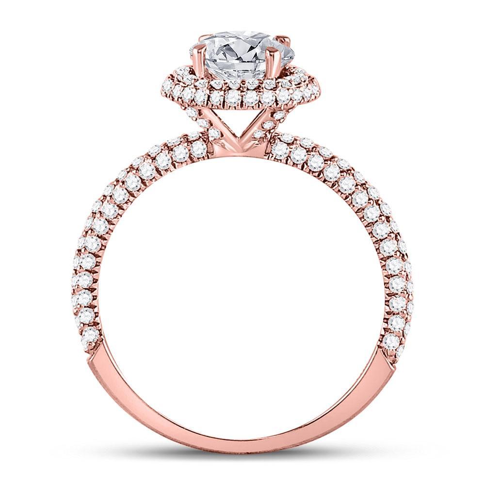 14kt Rose Gold Round Diamond Solitaire Bridal Wedding Engagement Ring 1-5/8 Cttw
