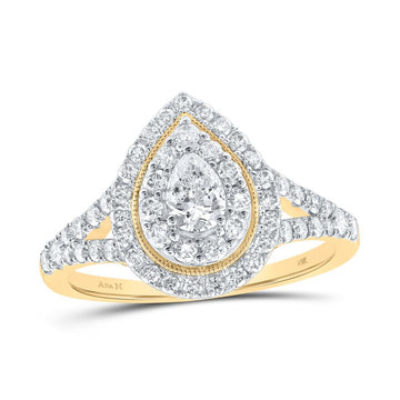 14kt Yellow Gold Pear Diamond Halo Bridal Wedding Engagement Ring 1 Cttw