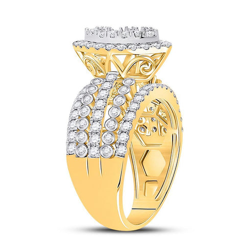 14kt Yellow Gold Womens Round Diamond Marquise-shape Cluster Ring 1-3/4 Cttw