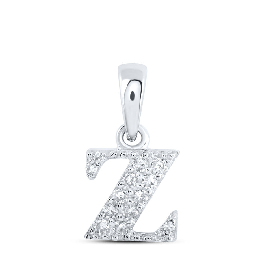 10kt White Gold Womens Round Diamond Z Initial Letter Pendant 1/20 Cttw