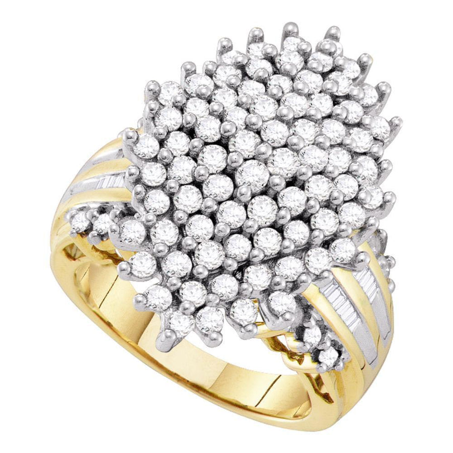 10kt Yellow Gold Womens Round Diamond Oval Cluster Ring 2 Cttw