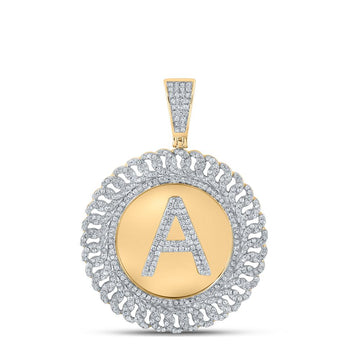 10kt Yellow Gold Mens Round Diamond A Letter Charm Pendant 1-1/4 Cttw