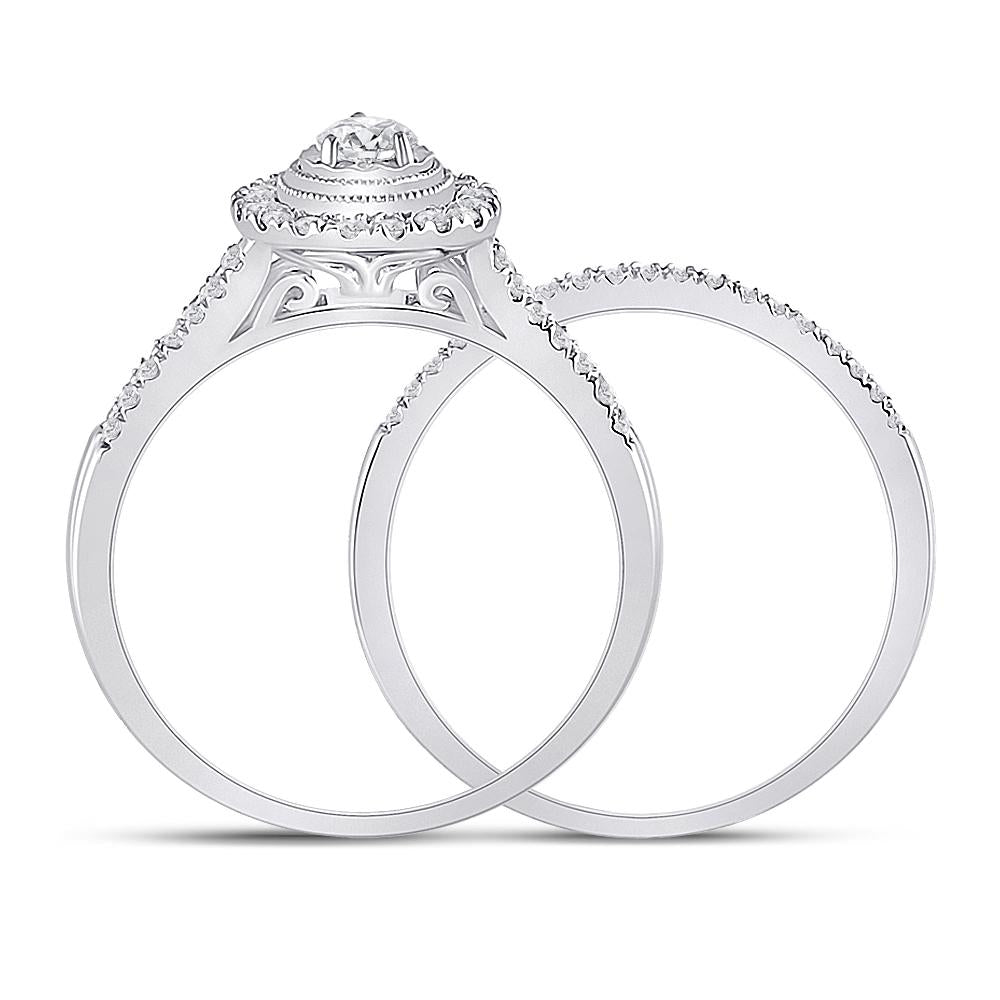 10kt Two-tone Gold Round Diamond Bridal Wedding Ring Band Set 1/2 Cttw