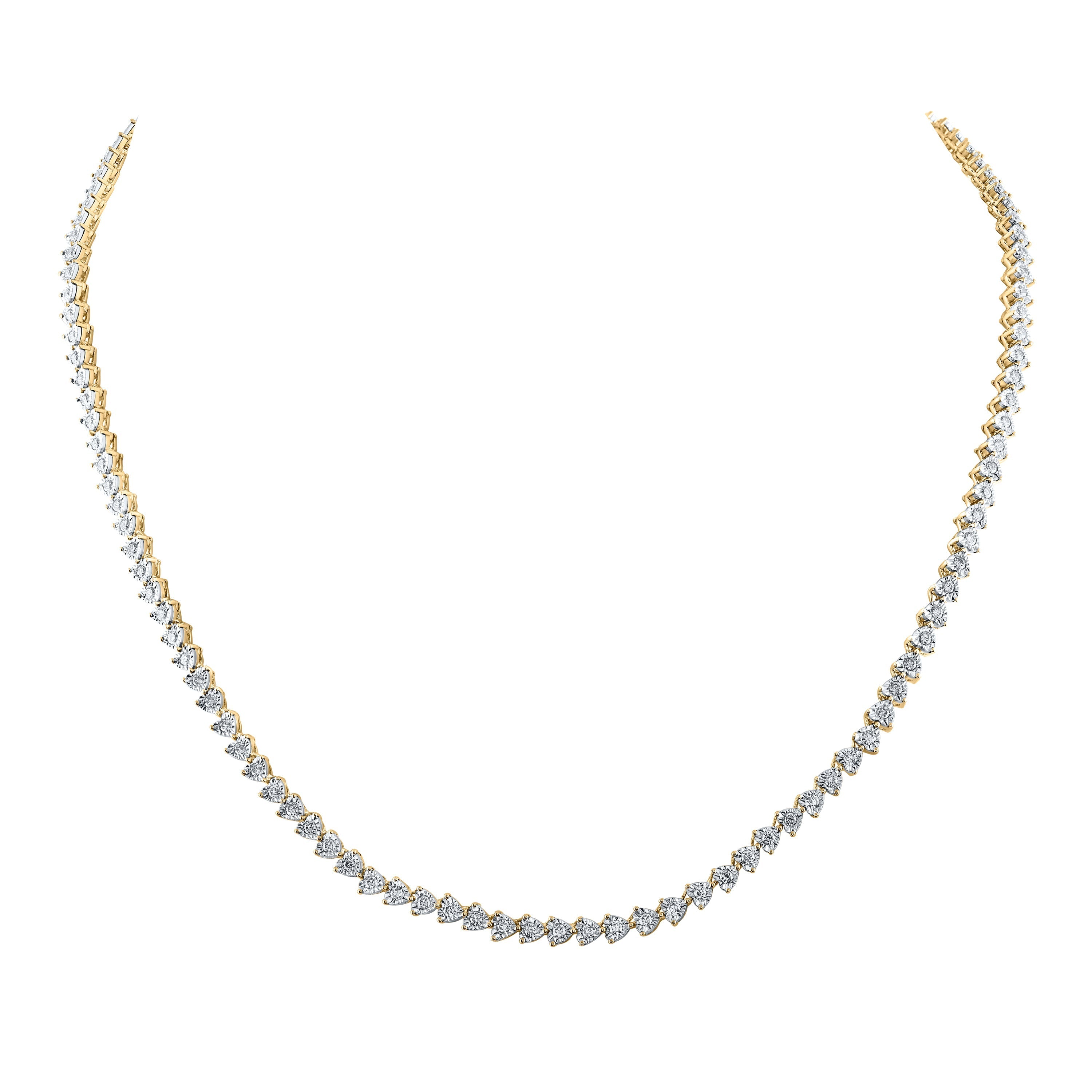 10kt Yellow Gold Womens Round Diamond Heart 18-inch Link Necklace 2-1/3 Cttw