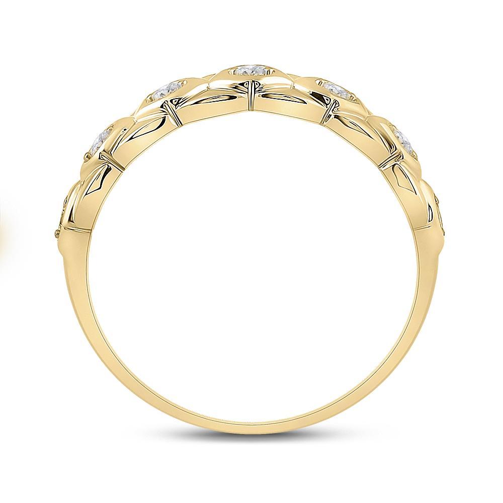 10kt Yellow Gold Womens Round Diamond Band Ring 1/10 Cttw