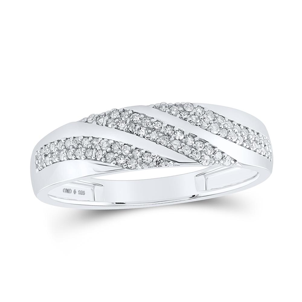 Sterling Silver His Hers Round Diamond Cluster Matching Wedding Set 7/8 Cttw