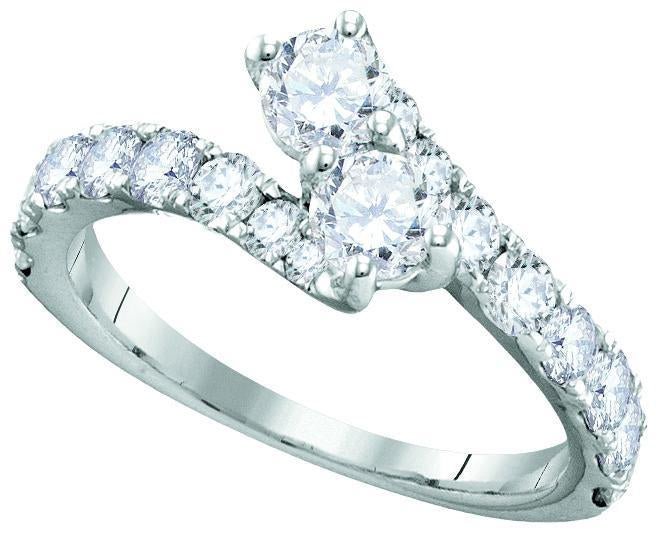 14kt White Gold Round Diamond Bridal Wedding Ring Band Set 1-1/2 Cttw