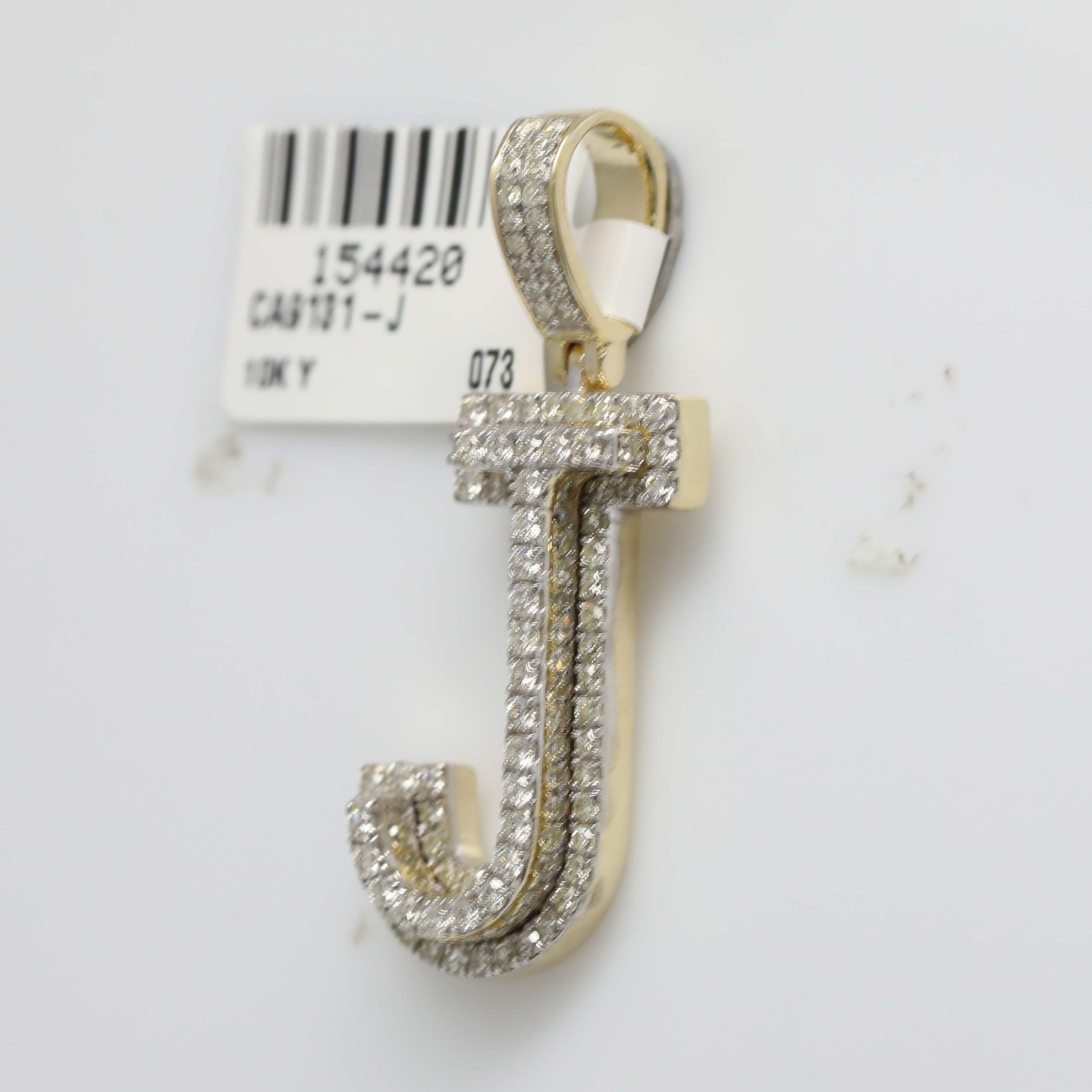 10kt Yellow Gold Mens Round Diamond J Initial Letter Charm Pendant 1-1/4 Cttw