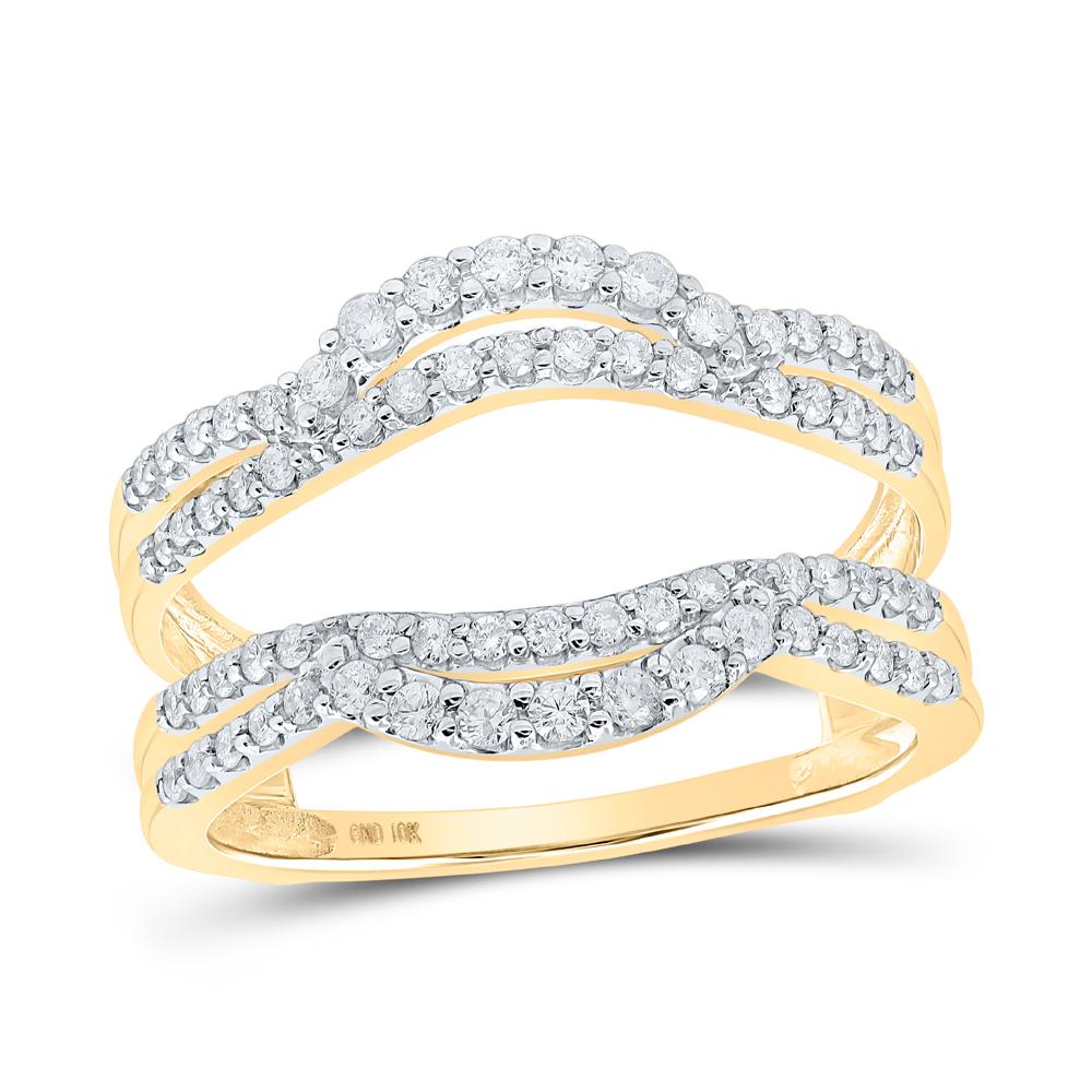 10kt Yellow Gold Womens Round Diamond Wrap Enhancer Wedding Band 1/2 Cttw