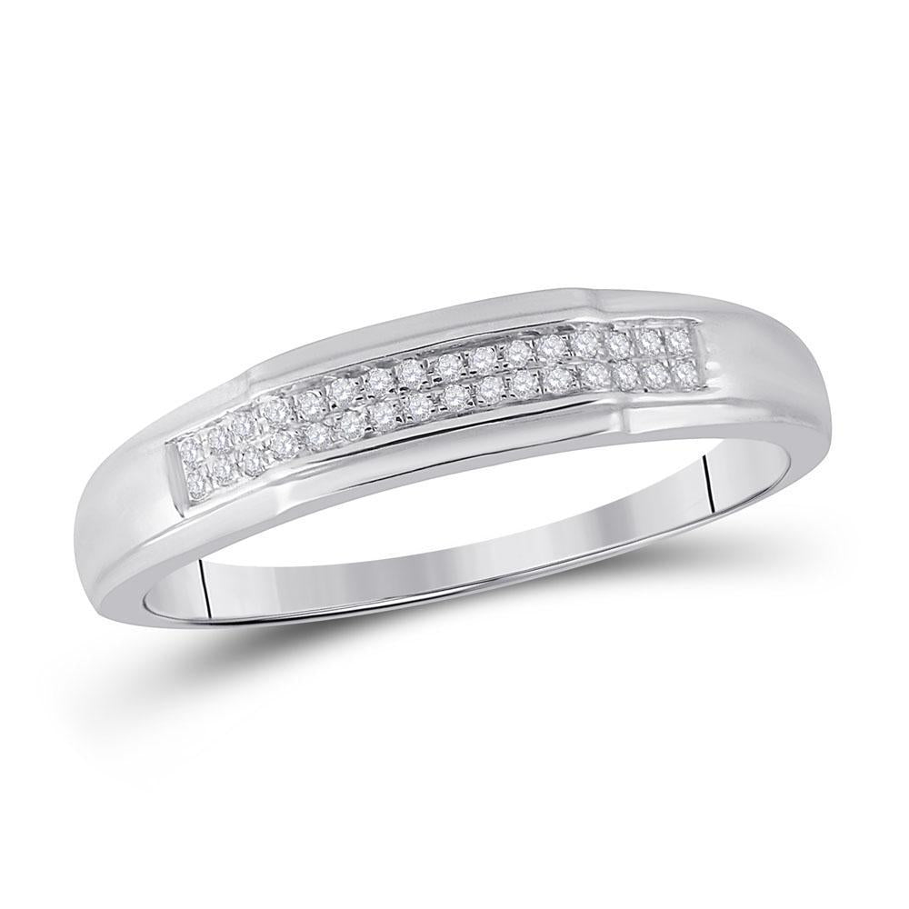 10kt White Gold His Hers Round Diamond Cluster Matching Wedding Set 1/3 Cttw