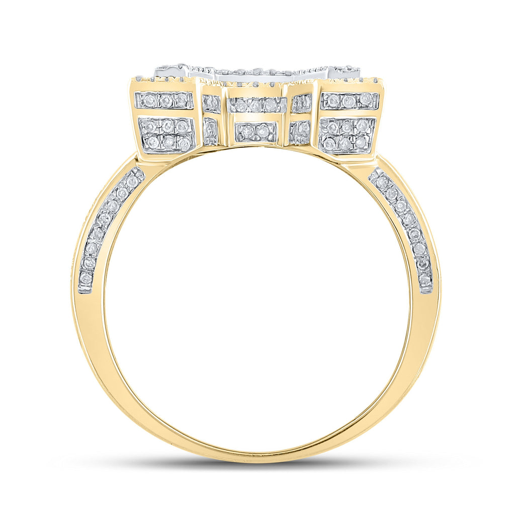 10kt Two-tone Gold Mens Round Diamond Initial A Letter Ring 1-1/4 Cttw