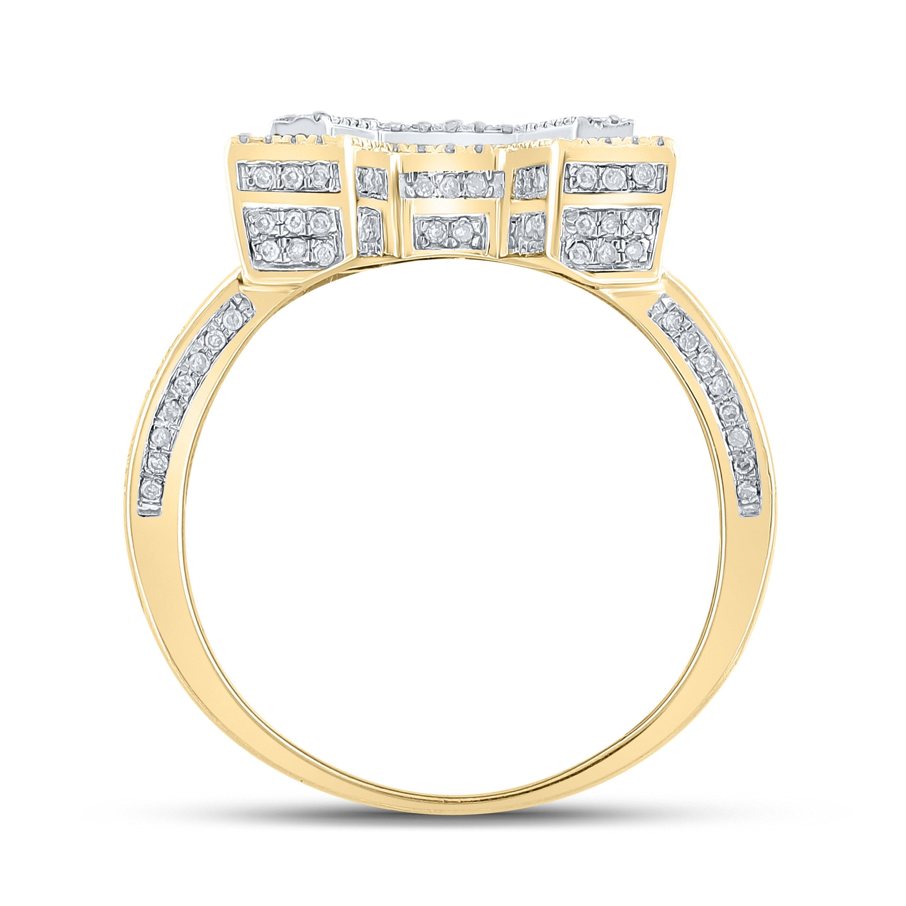 10kt Two-tone Gold Mens Round Diamond Initial A Letter Ring 1-1/4 Cttw