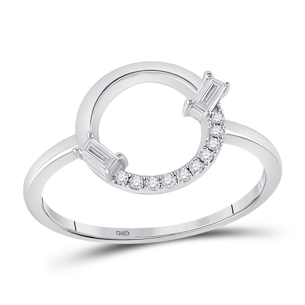 14kt White Gold Womens Round Diamond Outline Circle Ring 1/8 Cttw