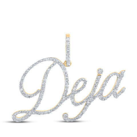 10kt Yellow Gold Womens Round Diamond DEJA Name Pendant 3/4 Cttw
