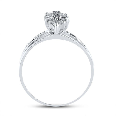 Sterling Silver Womens Round Diamond Cluster Ring 1/10 Cttw
