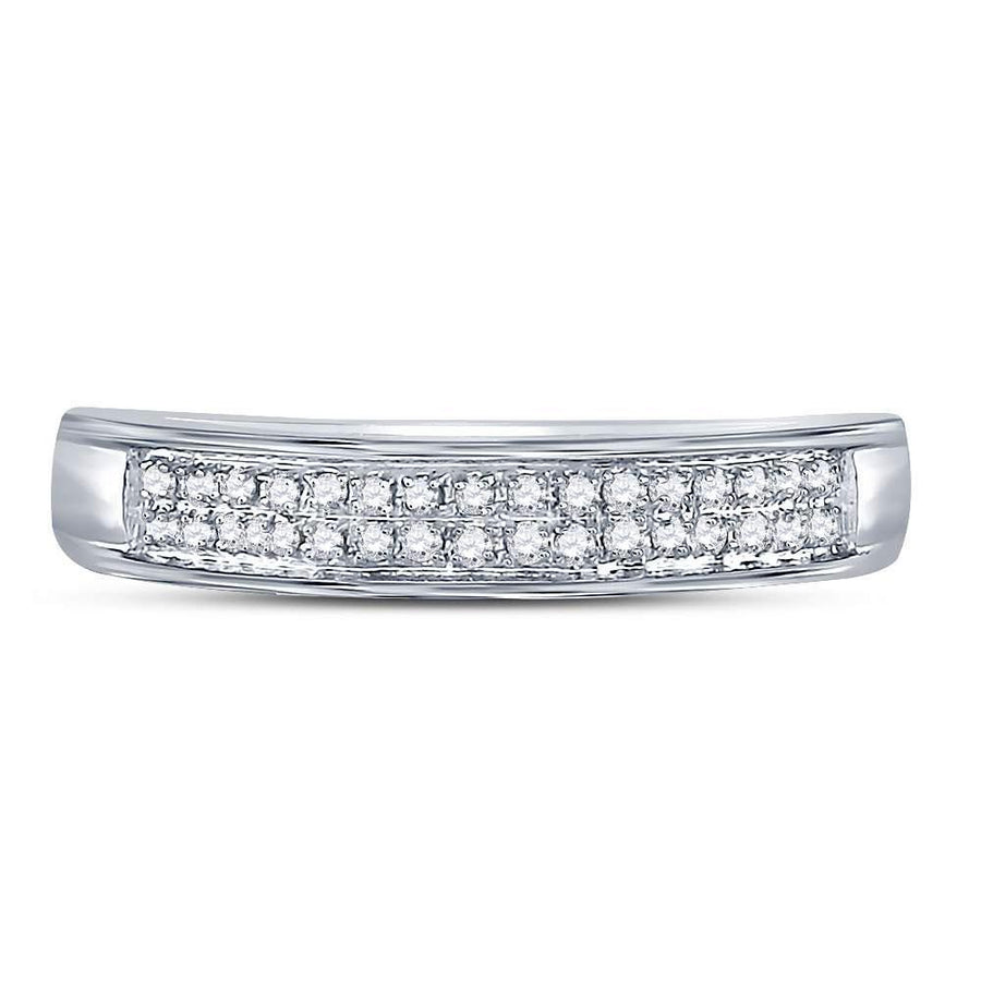 10kt White Gold Womens Round Diamond Double Row Band Ring 1/10 Cttw