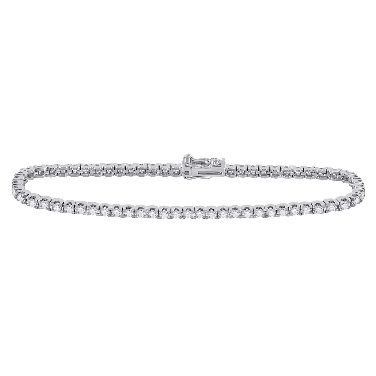 14kt White Gold Womens Round Diamond Classic Tennis Bracelet 3 Cttw