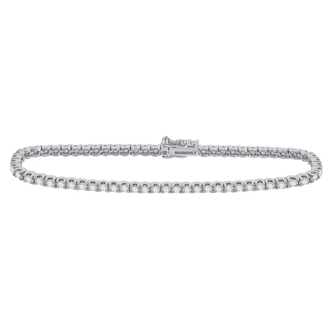 14kt White Gold Womens Round Diamond Classic Tennis Bracelet 3 Cttw