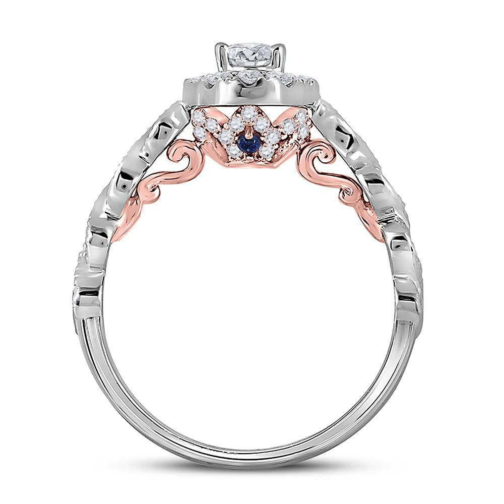 14kt Two-tone Gold Oval Diamond Halo Bridal Wedding Engagement Ring 3/4 Cttw