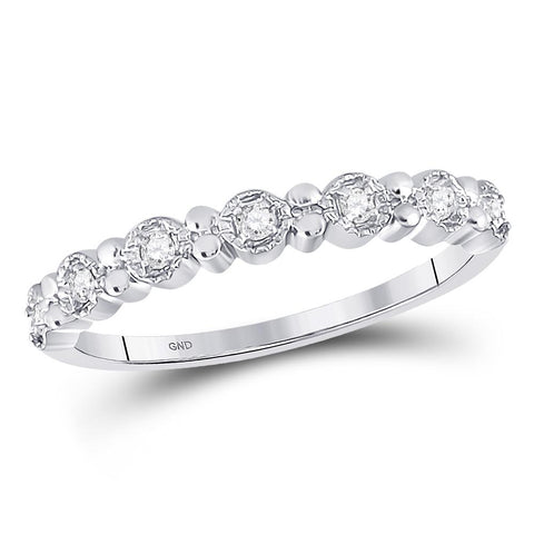 10kt White Gold Womens Round Diamond Stackable Band Ring 1/10 Cttw