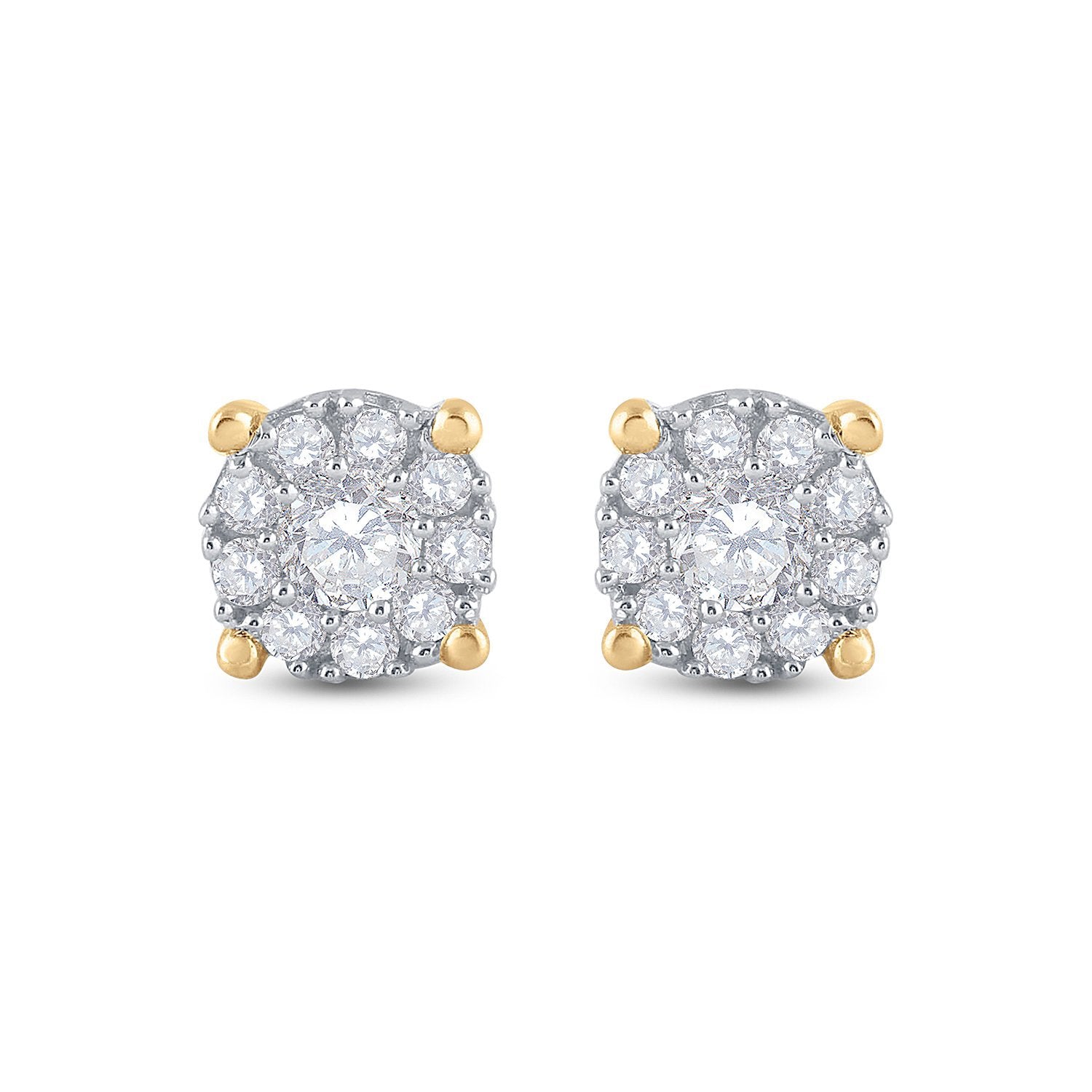 14kt Yellow Gold Womens Round Diamond Halo Earrings 3/4 Cttw