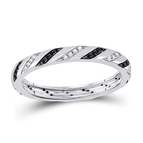 10kt White Gold Womens Round Black Color Enhanced Diamond Eternity Ring 1/5 Cttw