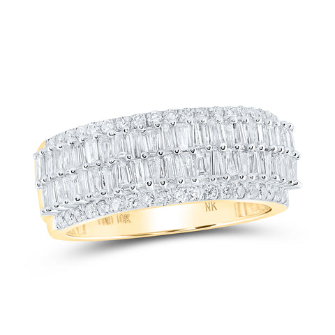 10kt Yellow Gold Mens Baguette Diamond Band Ring 1-1/3 Cttw