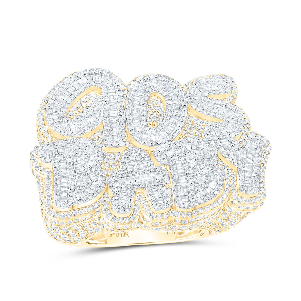 10kt Yellow Gold Mens Round Diamond 90s BABY Phrase Ring 6-1/2 Cttw