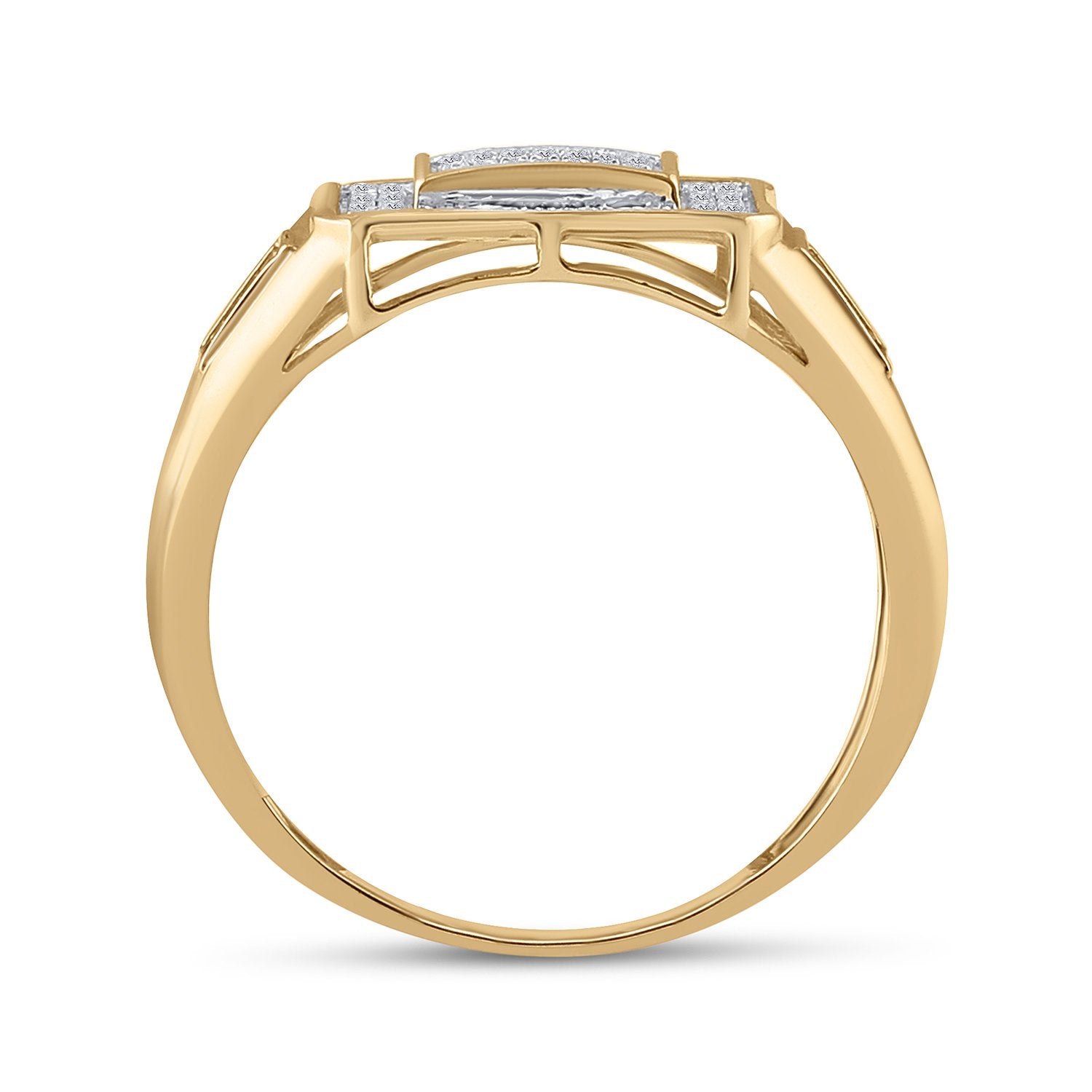 10kt Yellow Gold Mens Round Diamond Square Cluster Ring 1/3 Cttw