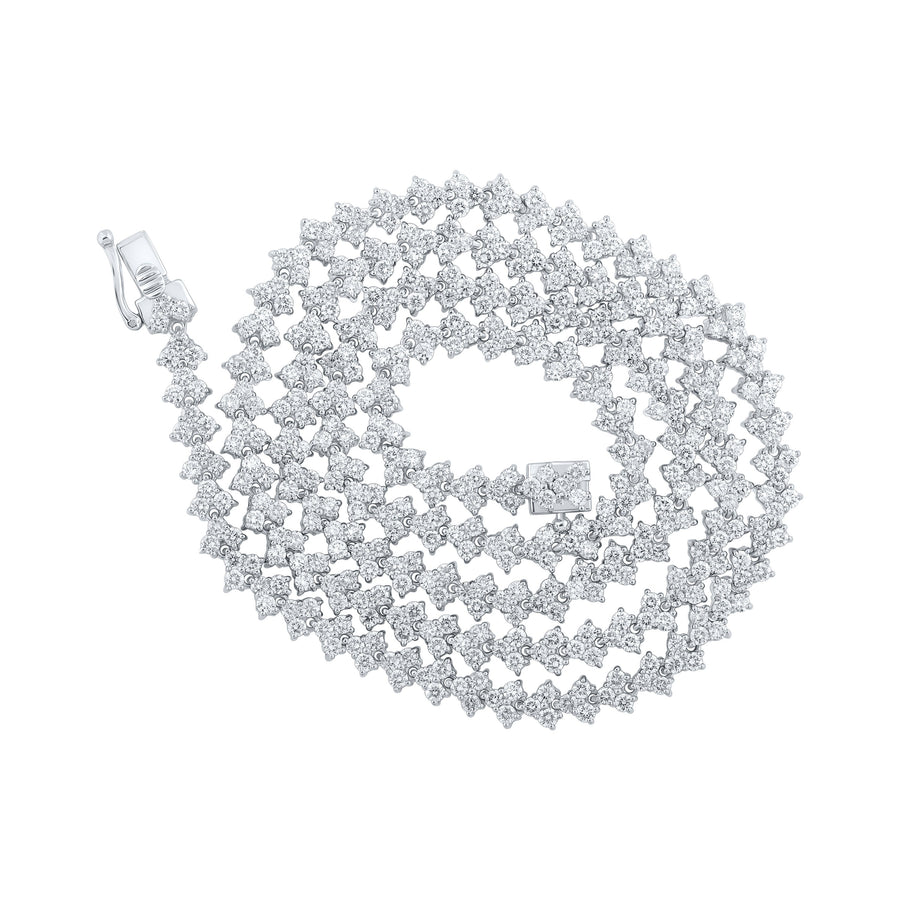 10kt White Gold Mens Round Diamond 22-inch Link Chain Necklace 13 Cttw