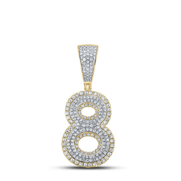 10kt Two-tone Gold Mens Round Diamond Number 8 Charm Pendant 3/4 Cttw