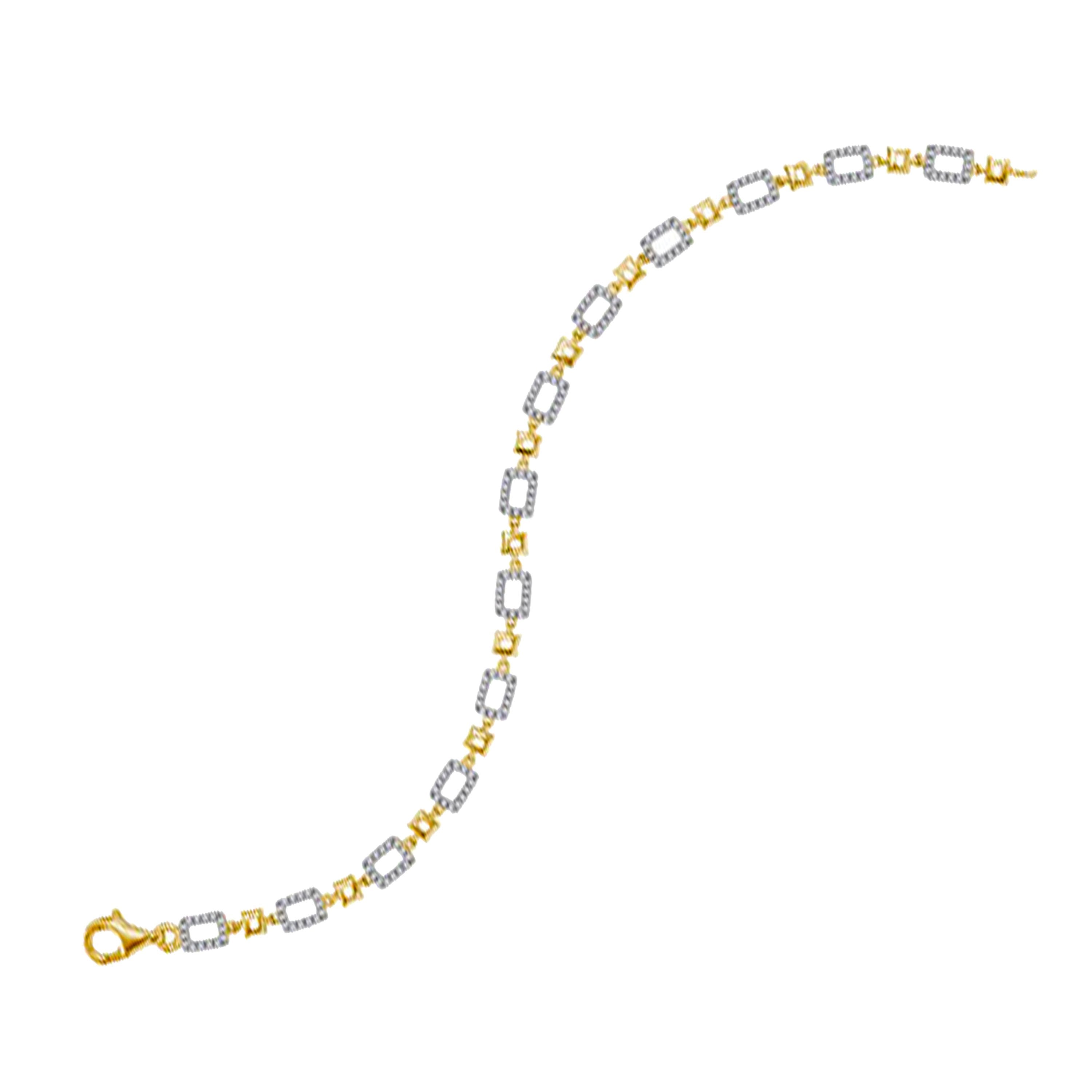 10kt Yellow Gold Womens Round Diamond Geometric Link Bracelet 3/4 Cttw