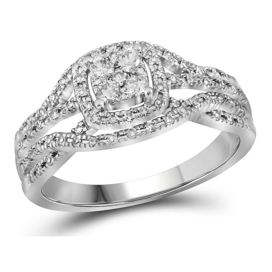 10kt White Gold Round Diamond Cluster Bridal Wedding Engagement Ring 1/3 Cttw