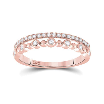 10kt Rose Gold Womens Round Diamond Band Ring 1/5 Cttw