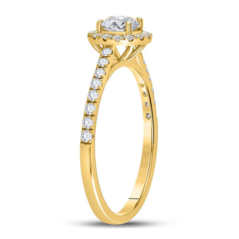 14kt Yellow Gold Round Diamond Halo Bridal Wedding Engagement Ring 3/4 Cttw
