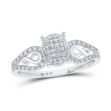 10kt White Gold Womens Round Diamond Oval Ring 1/6 Cttw