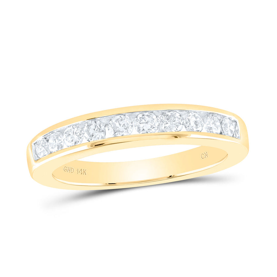 14kt Yellow Gold Womens Round Diamond Wedding Channel Set Band 1/2 Cttw