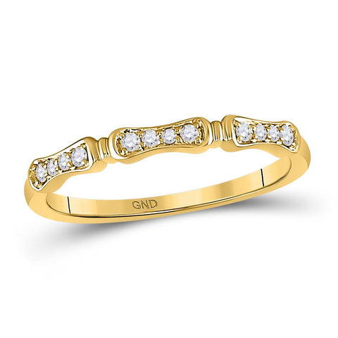 10kt Yellow Gold Womens Round Diamond Stackable Band Ring 1/10 Cttw