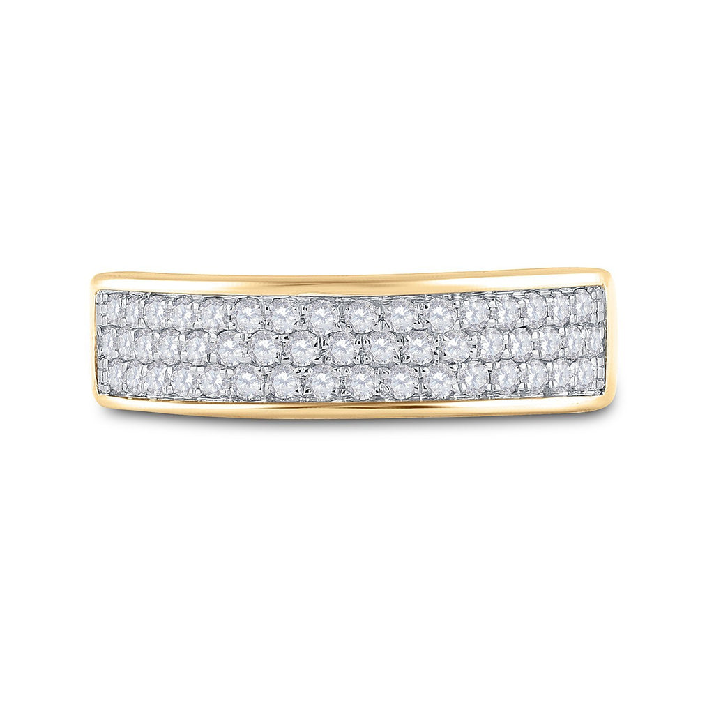 10kt Yellow Gold Womens Round Diamond Pave Band Ring 1/2 Cttw