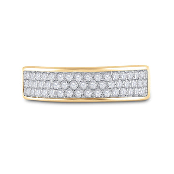 10kt Yellow Gold Womens Round Diamond Pave Band Ring 1/2 Cttw