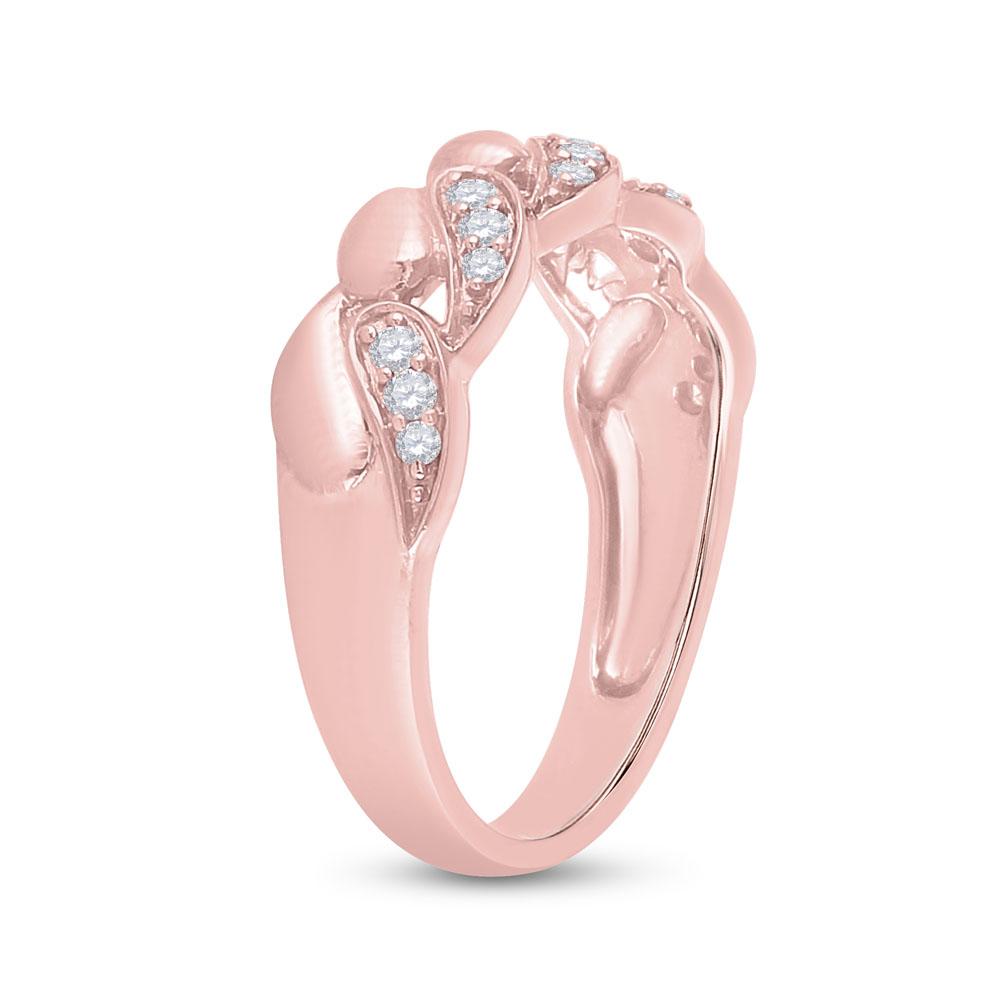 14kt Rose Gold Womens Round Diamond Fashion Ring 1/6 Cttw