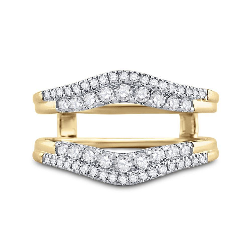 14kt Yellow Gold Womens Round Diamond Wedding Wrap Ring Guard Enhancer 1/2 Cttw
