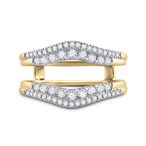 14kt Yellow Gold Womens Round Diamond Wedding Wrap Ring Guard Enhancer 1/2 Cttw