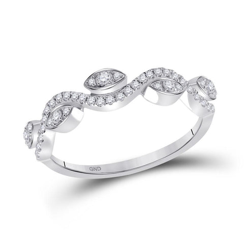 10kt White Gold Womens Round Diamond Wavy Band Ring 1/5 Cttw