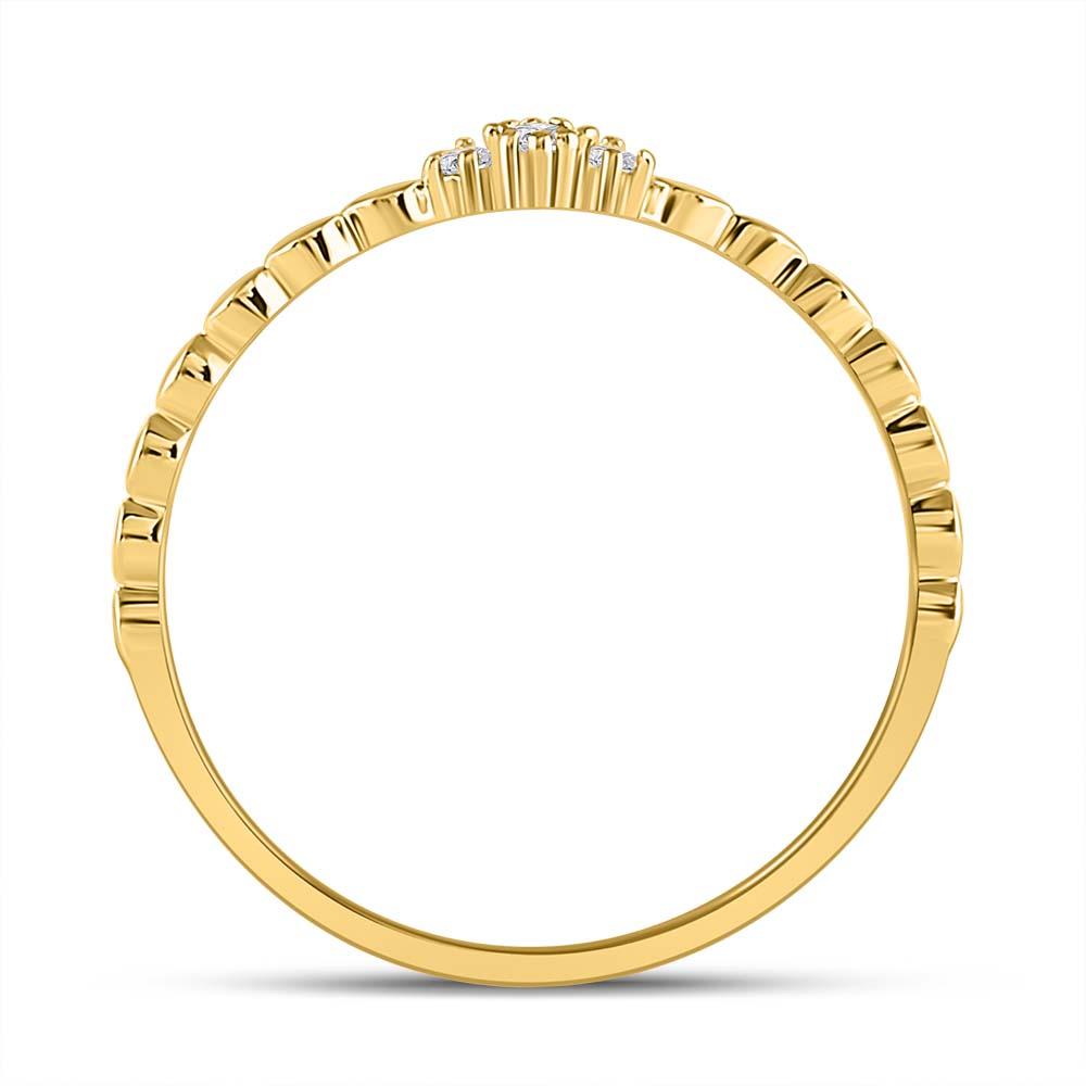 10kt Yellow Gold Womens Round Diamond Stackable Band Ring .03 Cttw